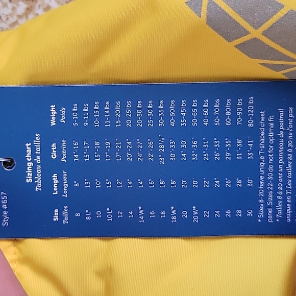 yellow Cascade dog coat with reflective stripes fleeced lined Rcpets size 16" - Picture 4 of 5